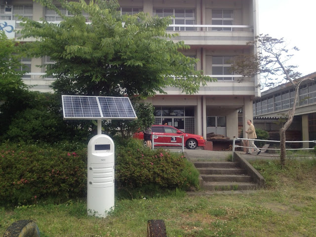 Monitoring Post at a closed-down elementary school in Aizumisato.  It is solar powered.