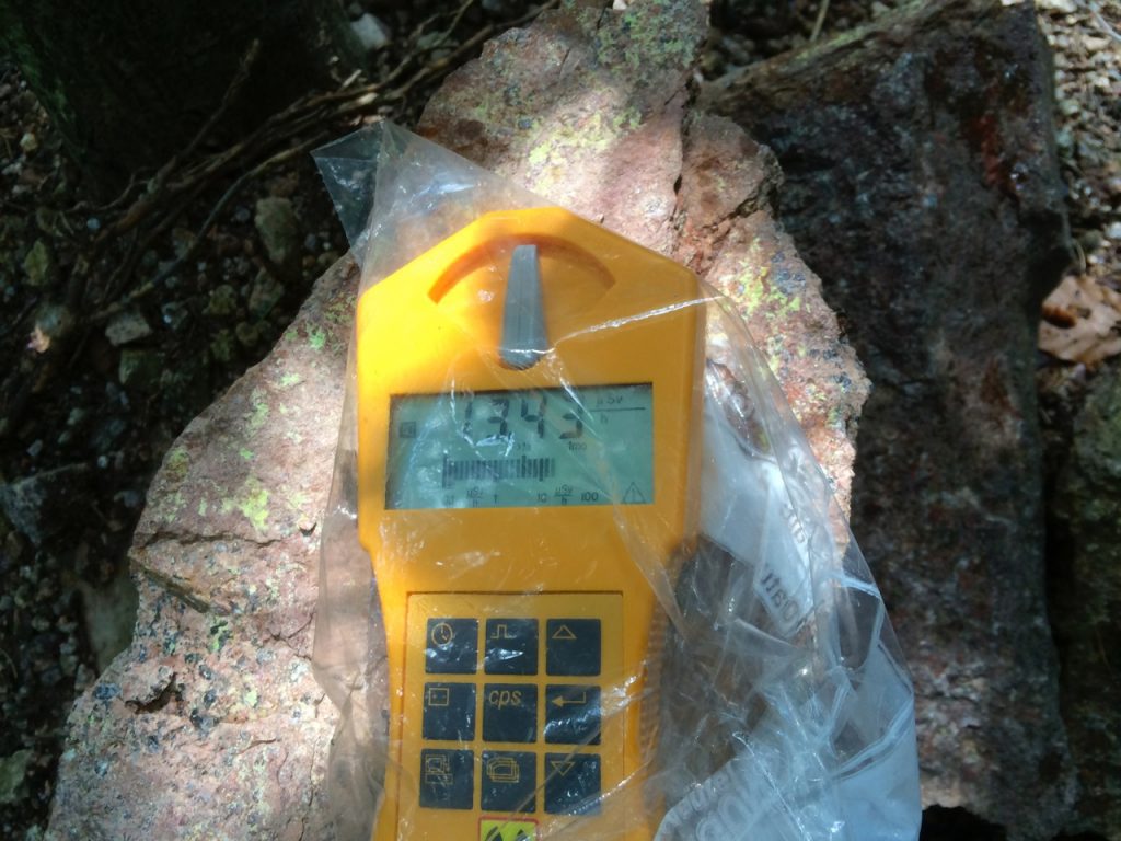 Yellow uranium salts visible on rocks at Krunkelbach.
