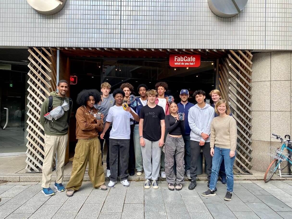 Some of the visiting students outside Safecast's office in Shibuya.