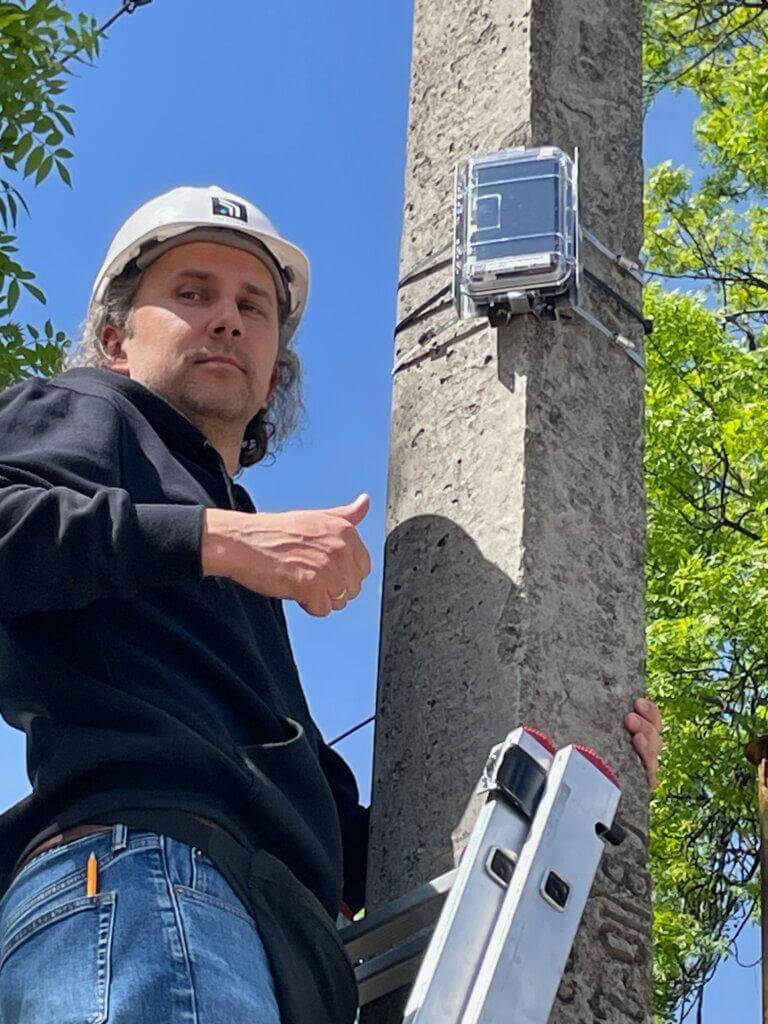 SaveDnipro Technical Director Pavlo Tkachenko con rms the successful installation of a Radnote realtime radiation detector in Lviv, Ukraine, May 10, 2024