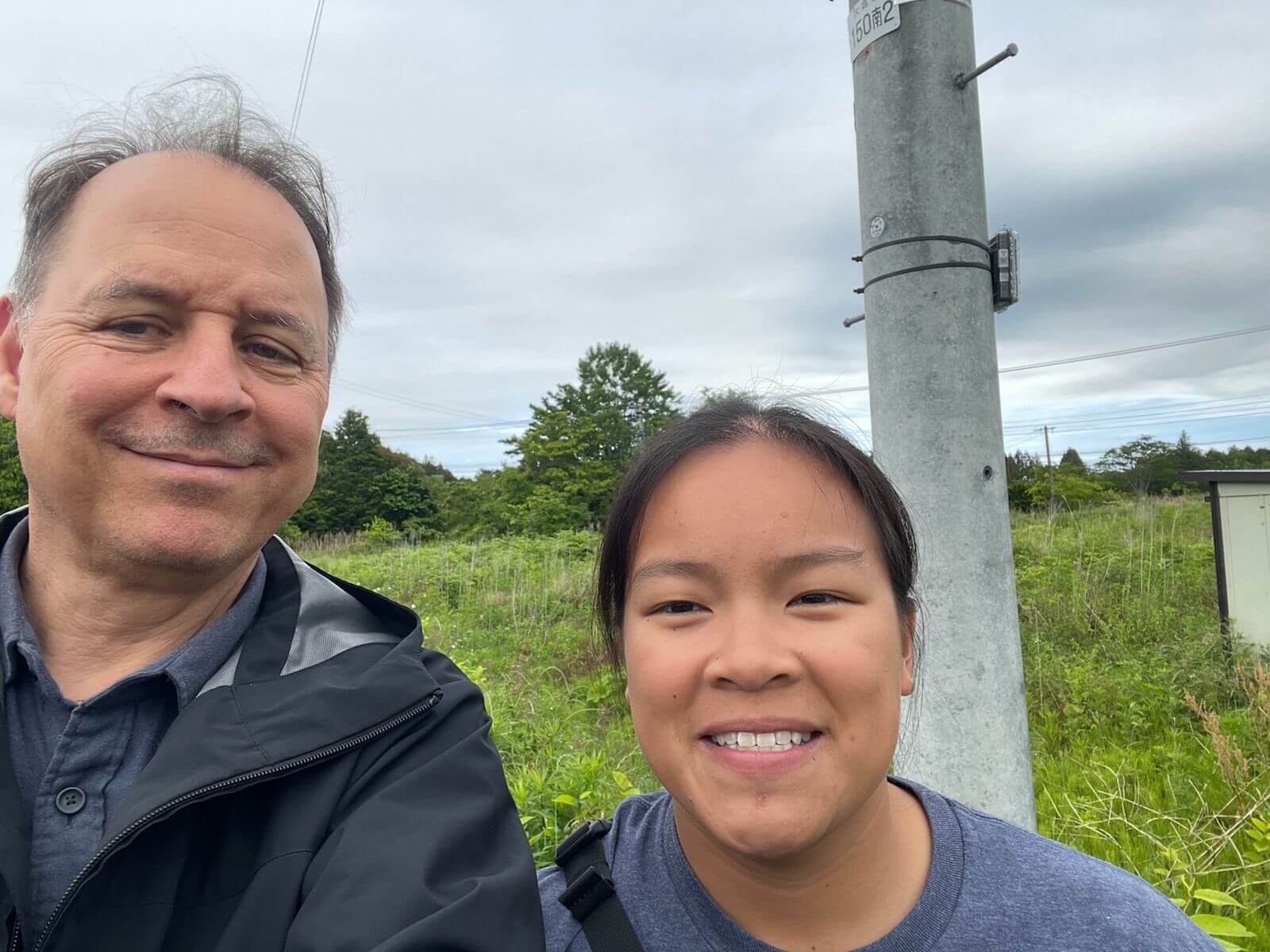 New Radnote detector (on pole) successfully deployed in Tsushima with Azby Brown