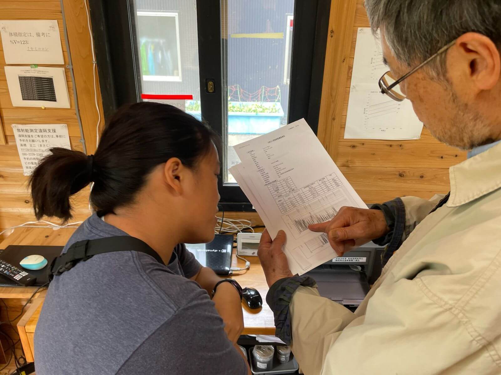 Dr. Tao and I reviewing food measurement data in Iitate