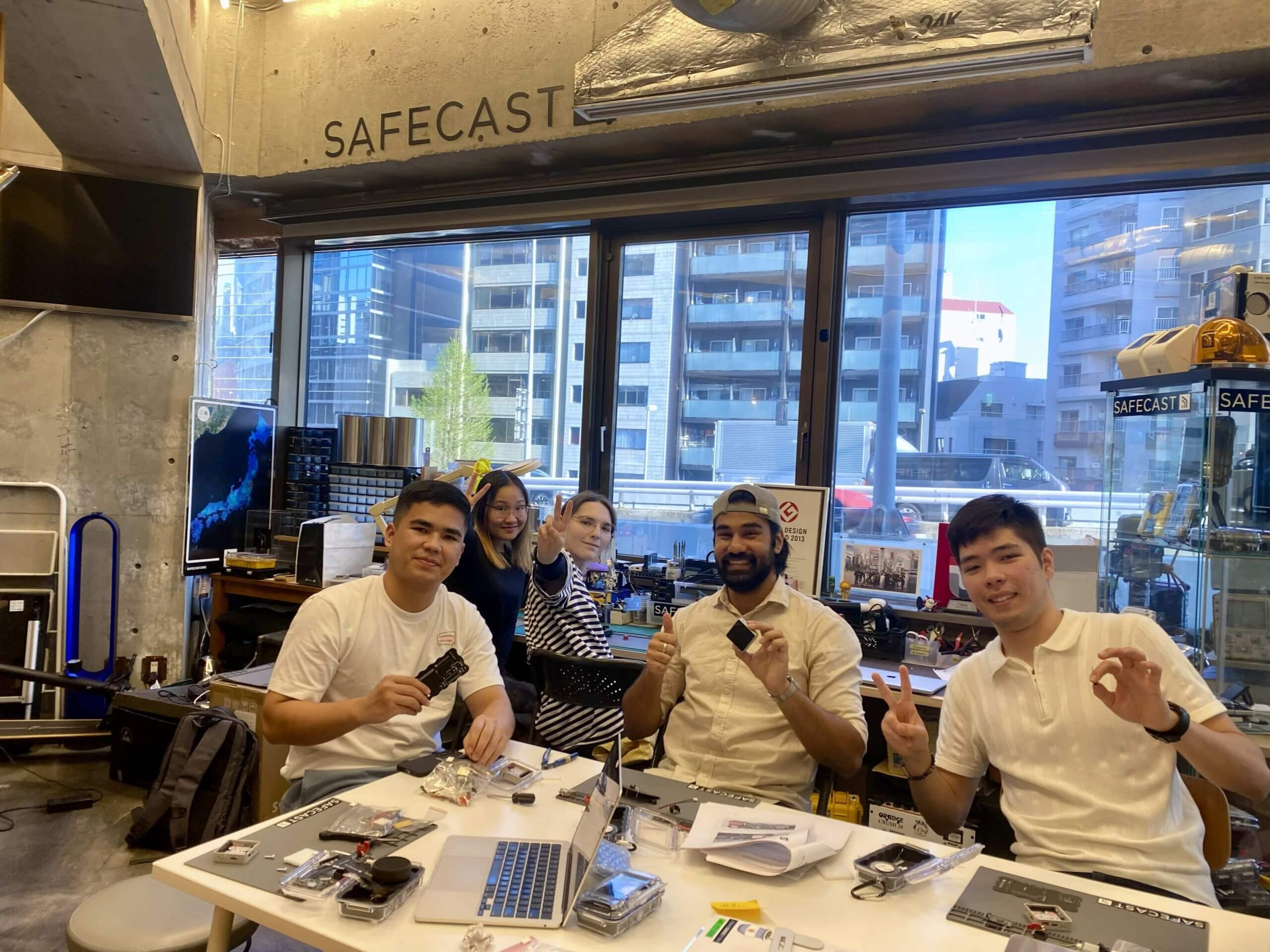 Having fun building bGeigie Zens at the Safecast Office in Tokyo, Japan.